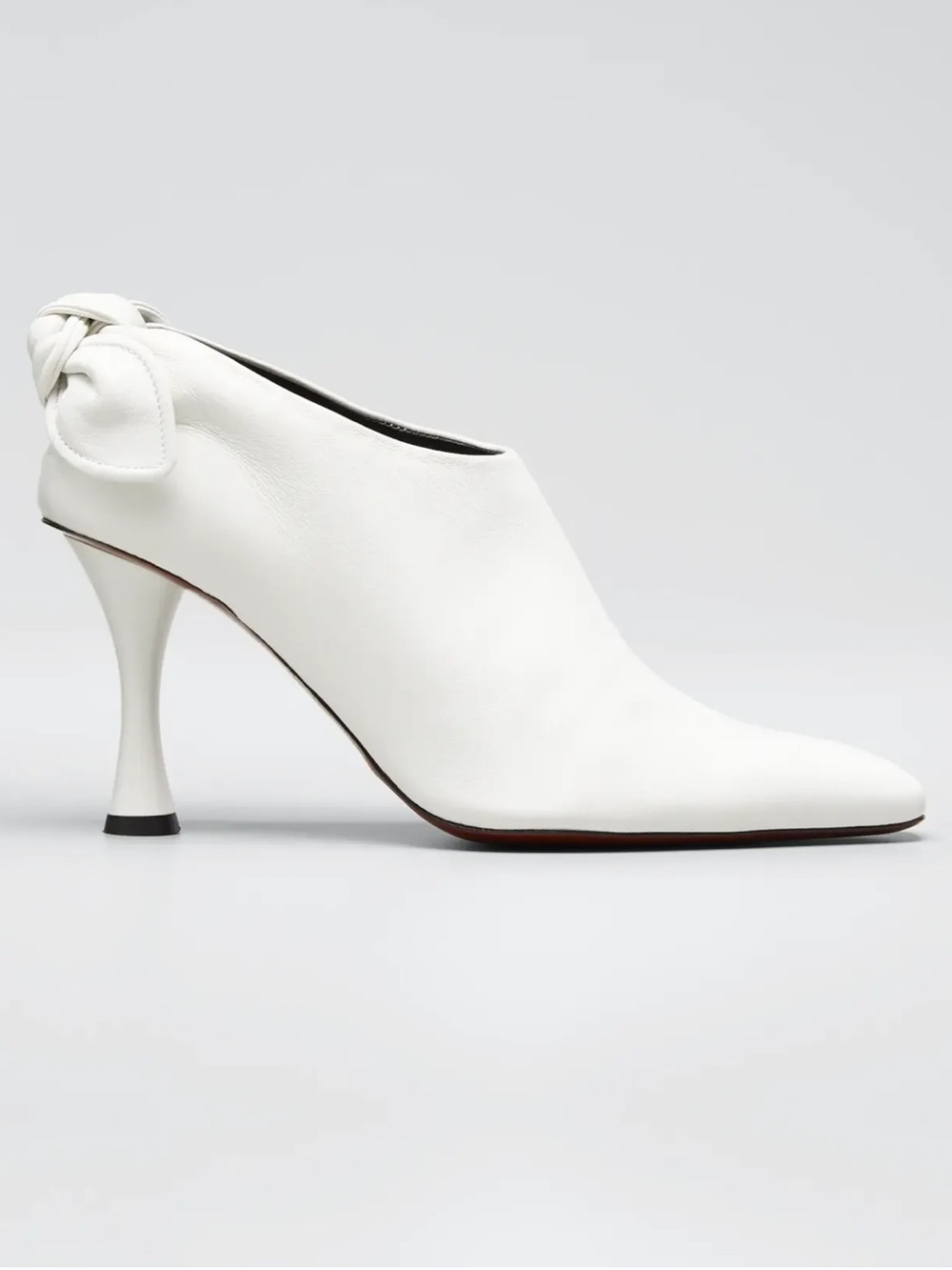 Proenza Schouler White Leather Pointy Toe Bow Back Ankle booties